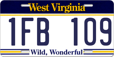 WV license plate 1FB109