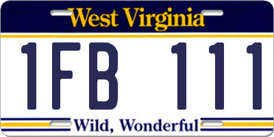 WV license plate 1FB111