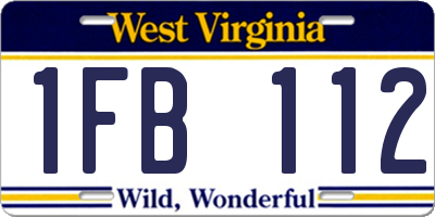 WV license plate 1FB112