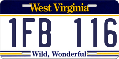 WV license plate 1FB116