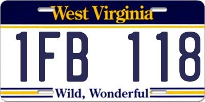 WV license plate 1FB118