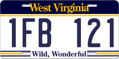 WV license plate 1FB121