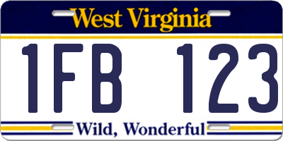 WV license plate 1FB123