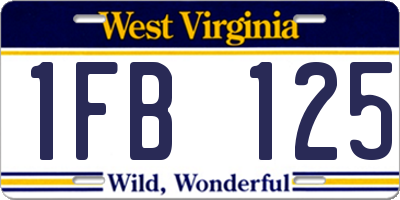 WV license plate 1FB125