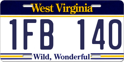 WV license plate 1FB140