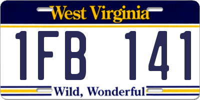 WV license plate 1FB141