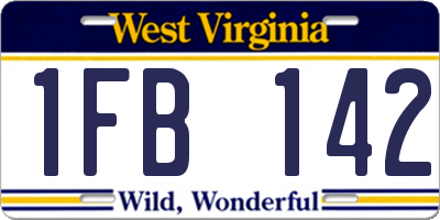 WV license plate 1FB142