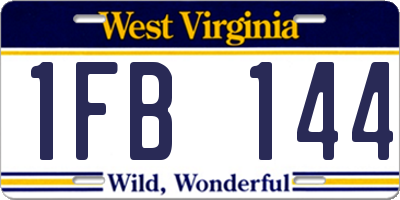 WV license plate 1FB144