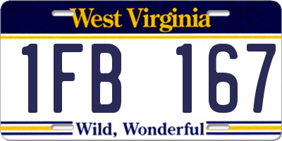 WV license plate 1FB167