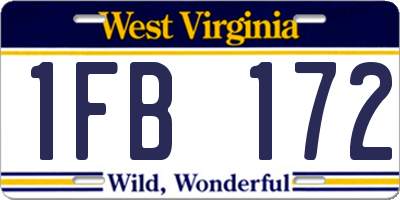 WV license plate 1FB172