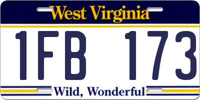 WV license plate 1FB173