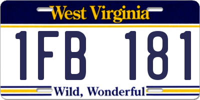 WV license plate 1FB181