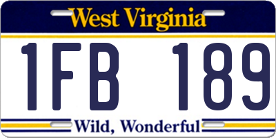 WV license plate 1FB189