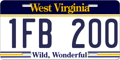 WV license plate 1FB200