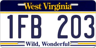 WV license plate 1FB203