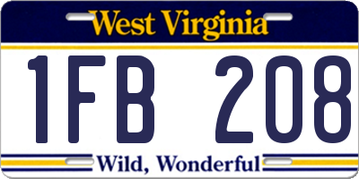 WV license plate 1FB208