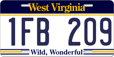WV license plate 1FB209