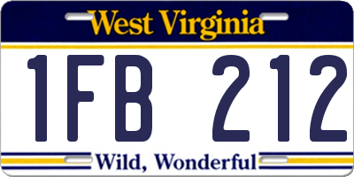 WV license plate 1FB212