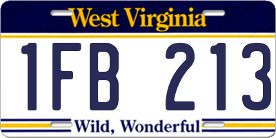 WV license plate 1FB213