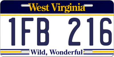 WV license plate 1FB216