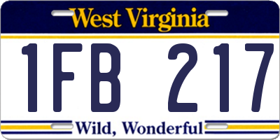 WV license plate 1FB217