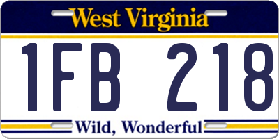 WV license plate 1FB218