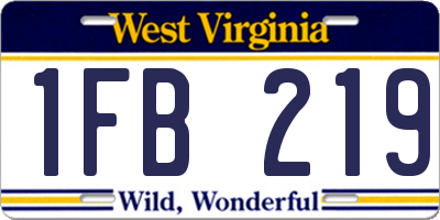 WV license plate 1FB219