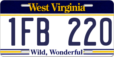 WV license plate 1FB220