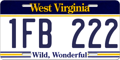 WV license plate 1FB222