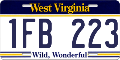 WV license plate 1FB223