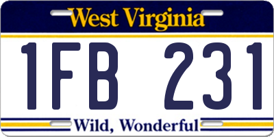 WV license plate 1FB231