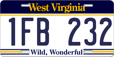 WV license plate 1FB232