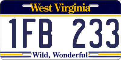 WV license plate 1FB233