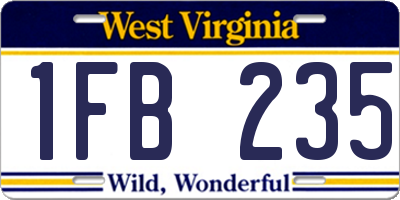WV license plate 1FB235