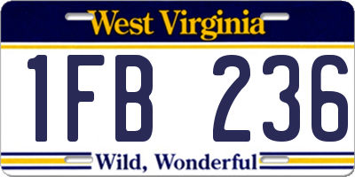 WV license plate 1FB236