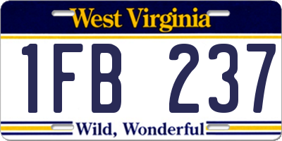 WV license plate 1FB237