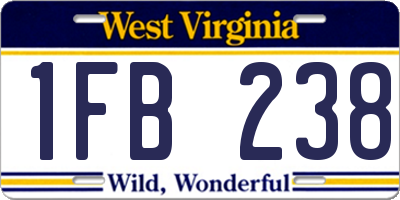 WV license plate 1FB238