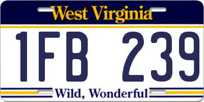 WV license plate 1FB239