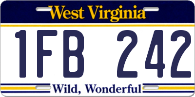 WV license plate 1FB242