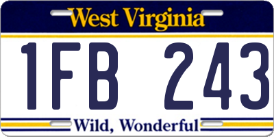 WV license plate 1FB243