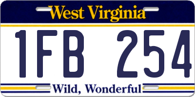 WV license plate 1FB254
