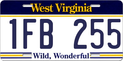 WV license plate 1FB255