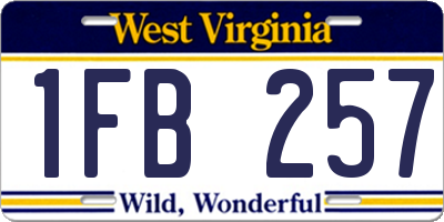 WV license plate 1FB257