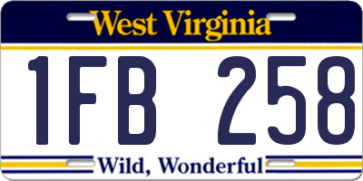 WV license plate 1FB258