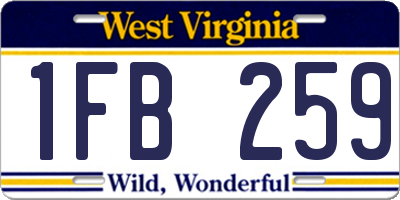 WV license plate 1FB259