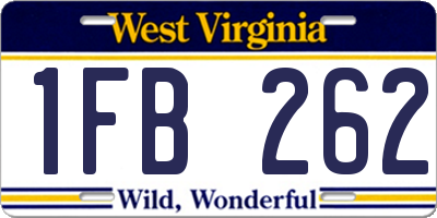WV license plate 1FB262