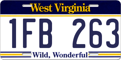 WV license plate 1FB263
