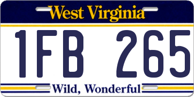 WV license plate 1FB265