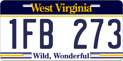 WV license plate 1FB273