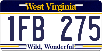 WV license plate 1FB275